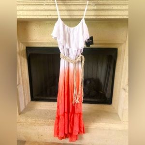 🧡NEW! Long Beach Maxi Dress Casual Spaghetti Straps Slvlss Tiered (w-rmvbl belt)